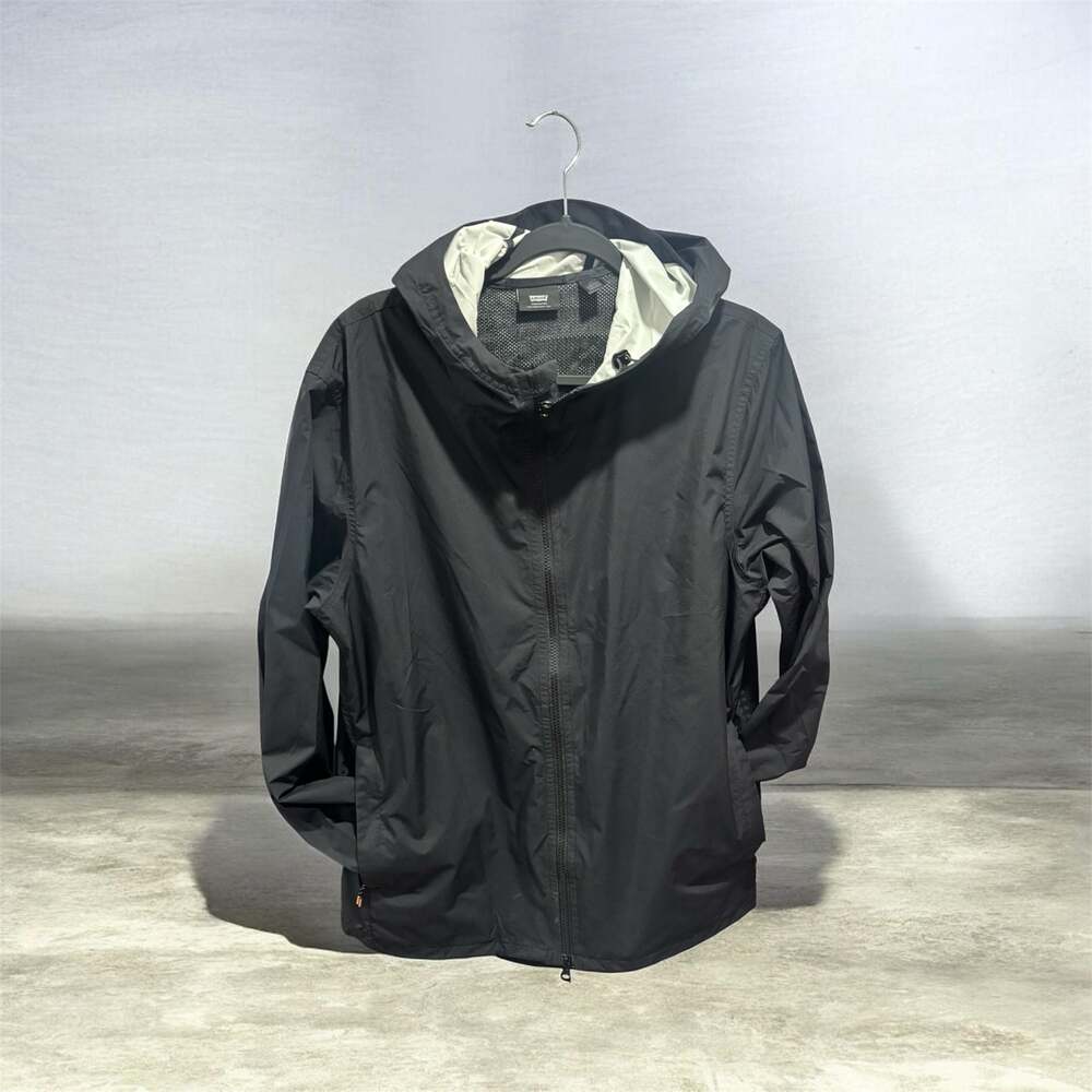 Levi’s Commuter Hooded Windbreaker Jacket Black Reflective Lightweight Coat  L
